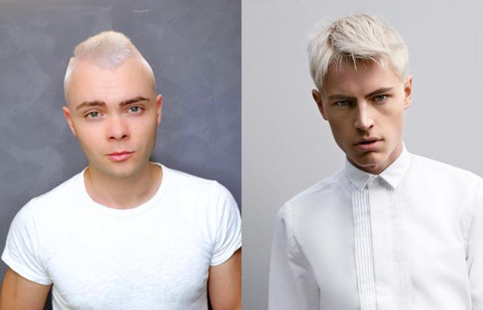 Белый цвет волос у мужчин до и после