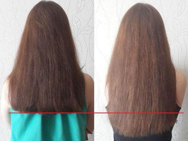 Репейное масло с перцем для роста волос до и после
